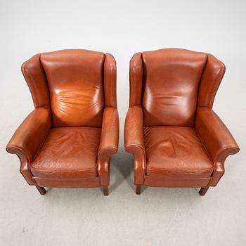 A pair of  "Cecilia" leather armchairs from Hedbergs Vinslöv later part of the 20th century.