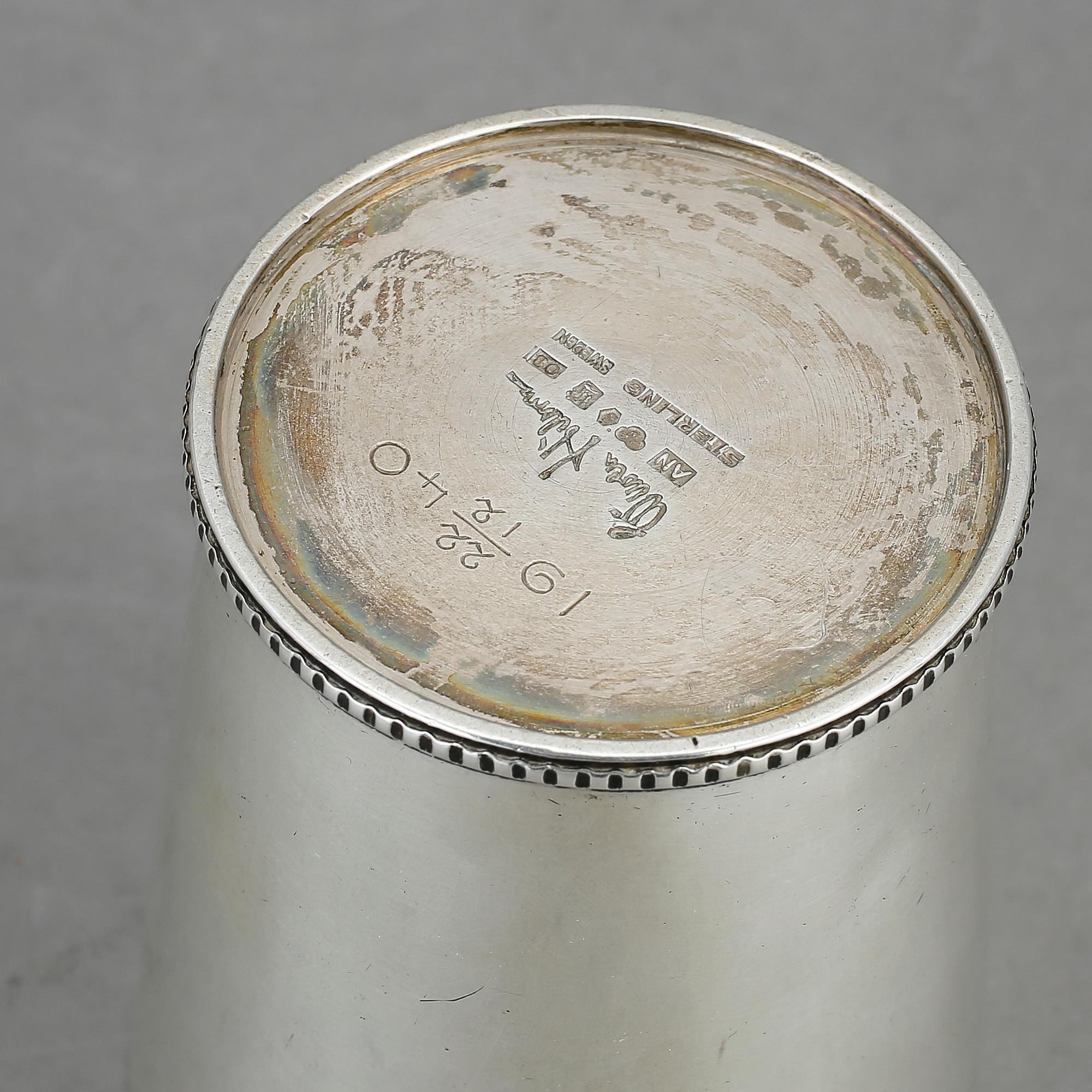 BÄGARE, silver, Wiwen Nilsson, Lund, 1940. Vikt 120g.