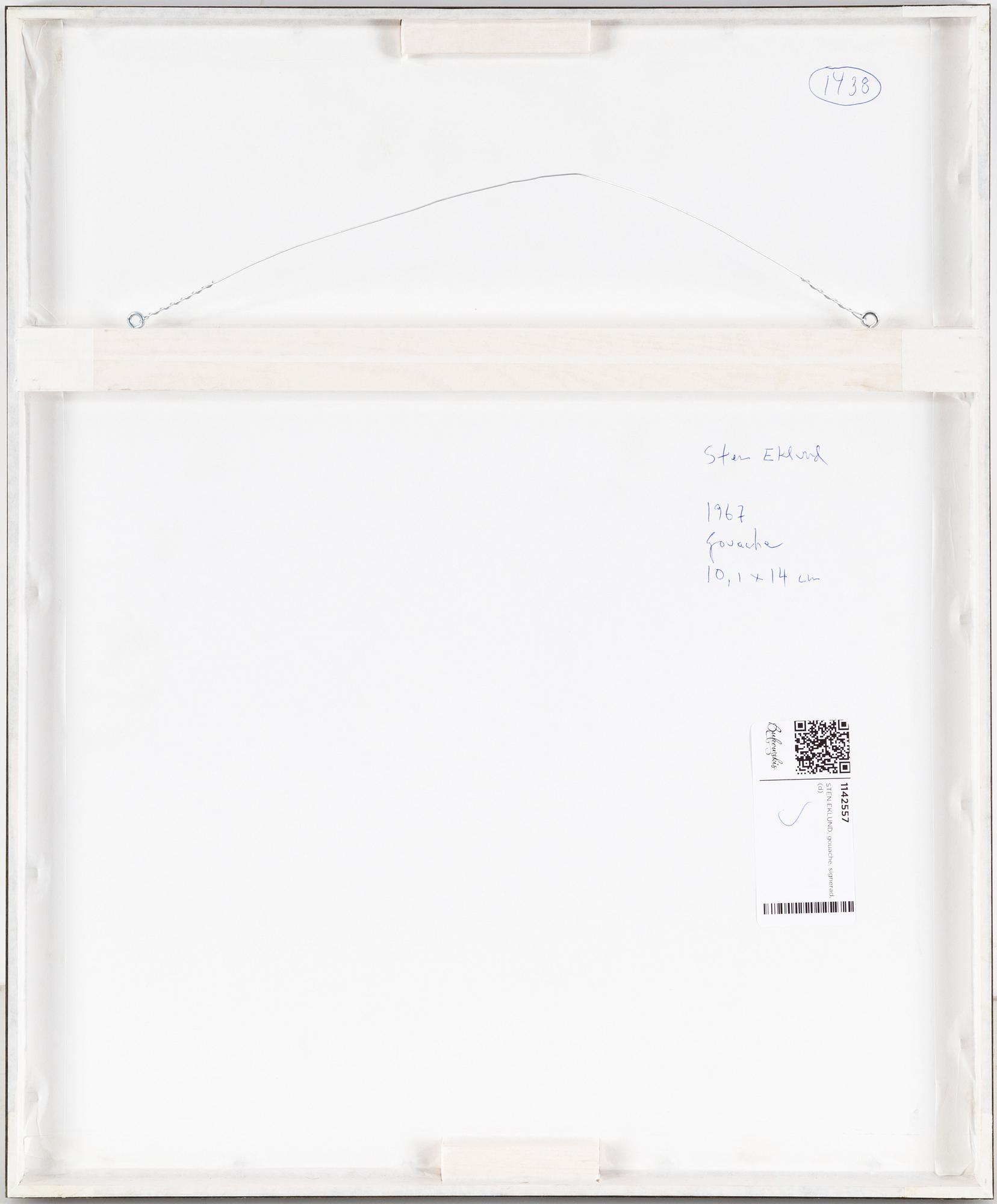 STEN EKLUND, gouache, signed.