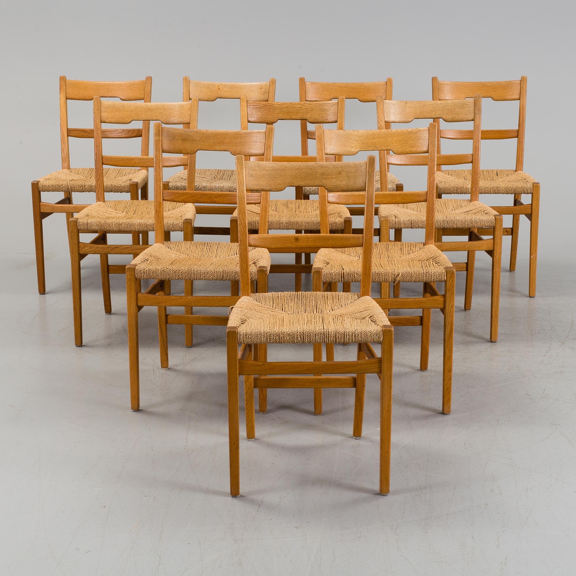 a set of 10 chairs by Gemla around the middle of the 20th century.
