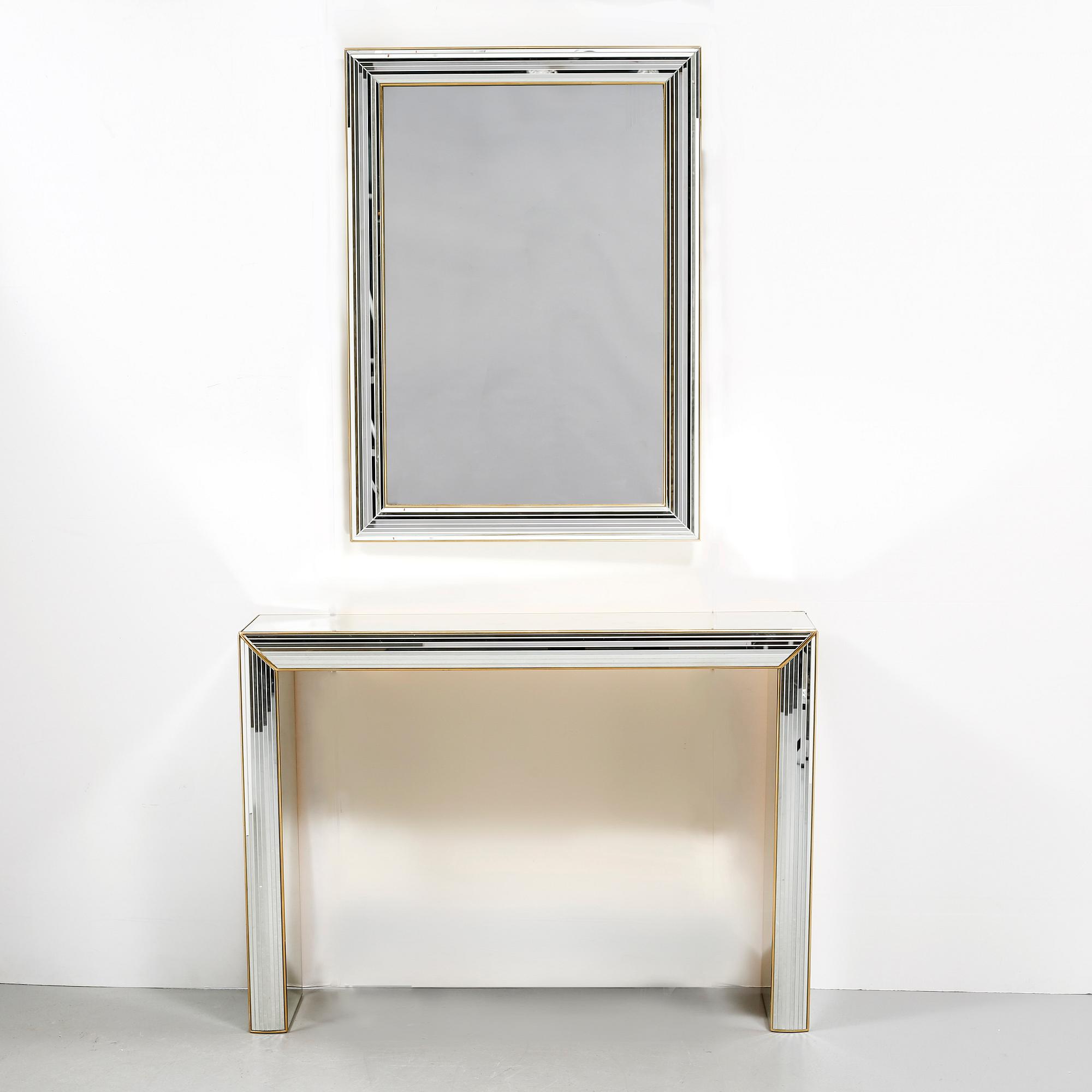 A late 20th century mirror and console table by Deknudt, Belgium.