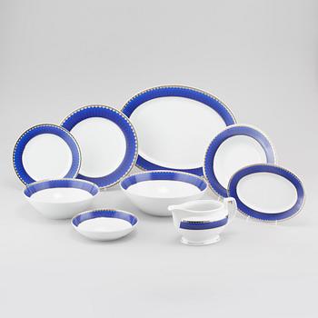 41 pieces of porcelain tableware, model "Christineholm" or "Marianne Royal Blue", 21th century.