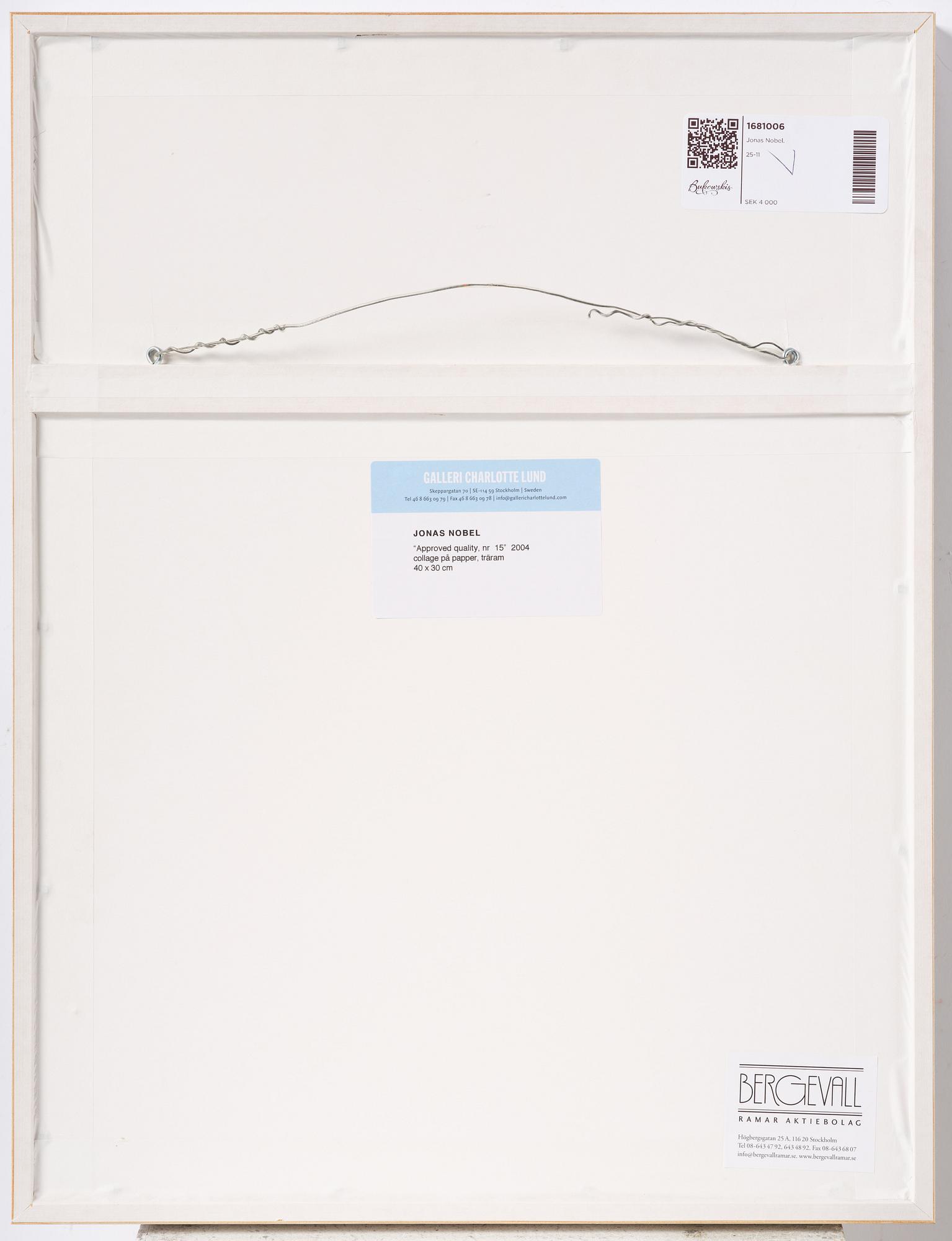 Jonas Nobel, "Approved quality, nr 15".