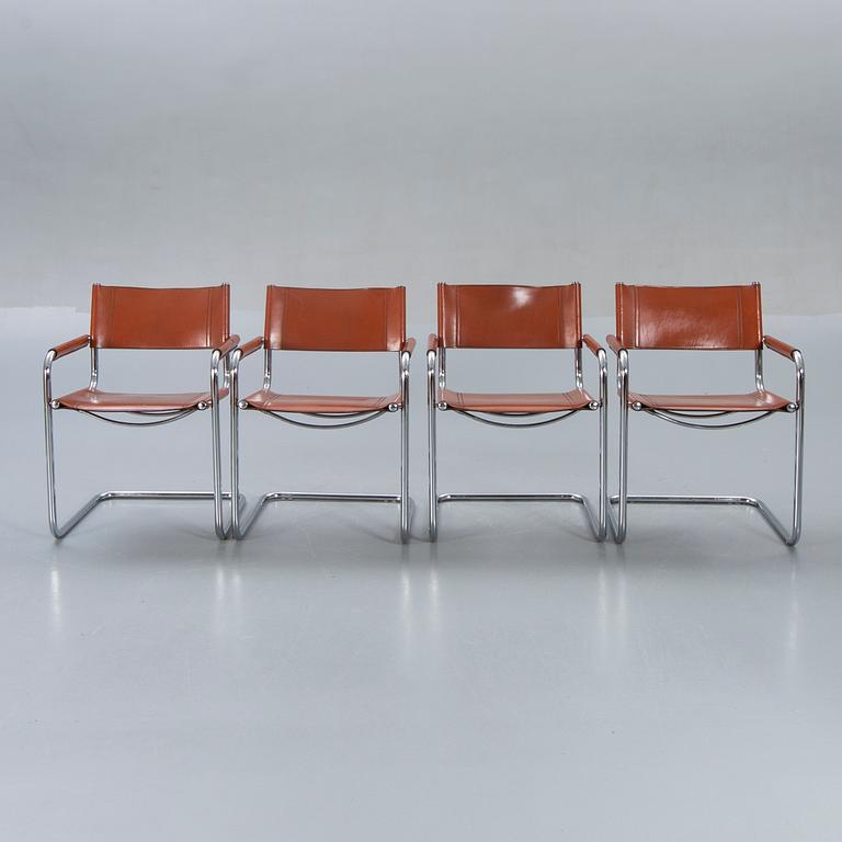 A swet of four Italien leather armchairs later part of the 20th century.