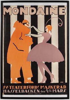 WILHELM KÅGE, a lithographic poster 'Mondaine' from Rokotryck, AB Kopia, Stockholm, 1916.