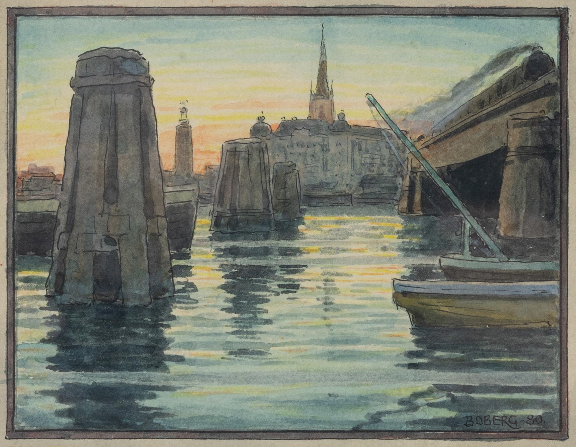 Ferdinand Boberg, View towards Riddarholmen.