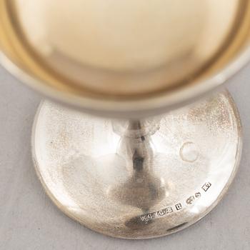 Six cocktail glasses, silver, KG MGAB Uppsala, 1919-1930.