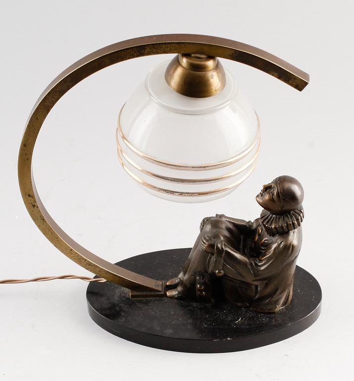 BORDSLAMPA, mässing och brons, art déco, 1900-talets första hälft.