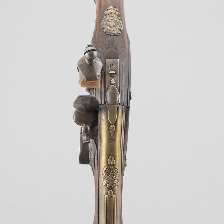 Flintlock pistols, a pair, signed Penterman, Utrecht, early 18th century.