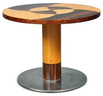 791. An Otto Schulz veneered table on a metal coated base, Boet, Gothenburg 1930's.