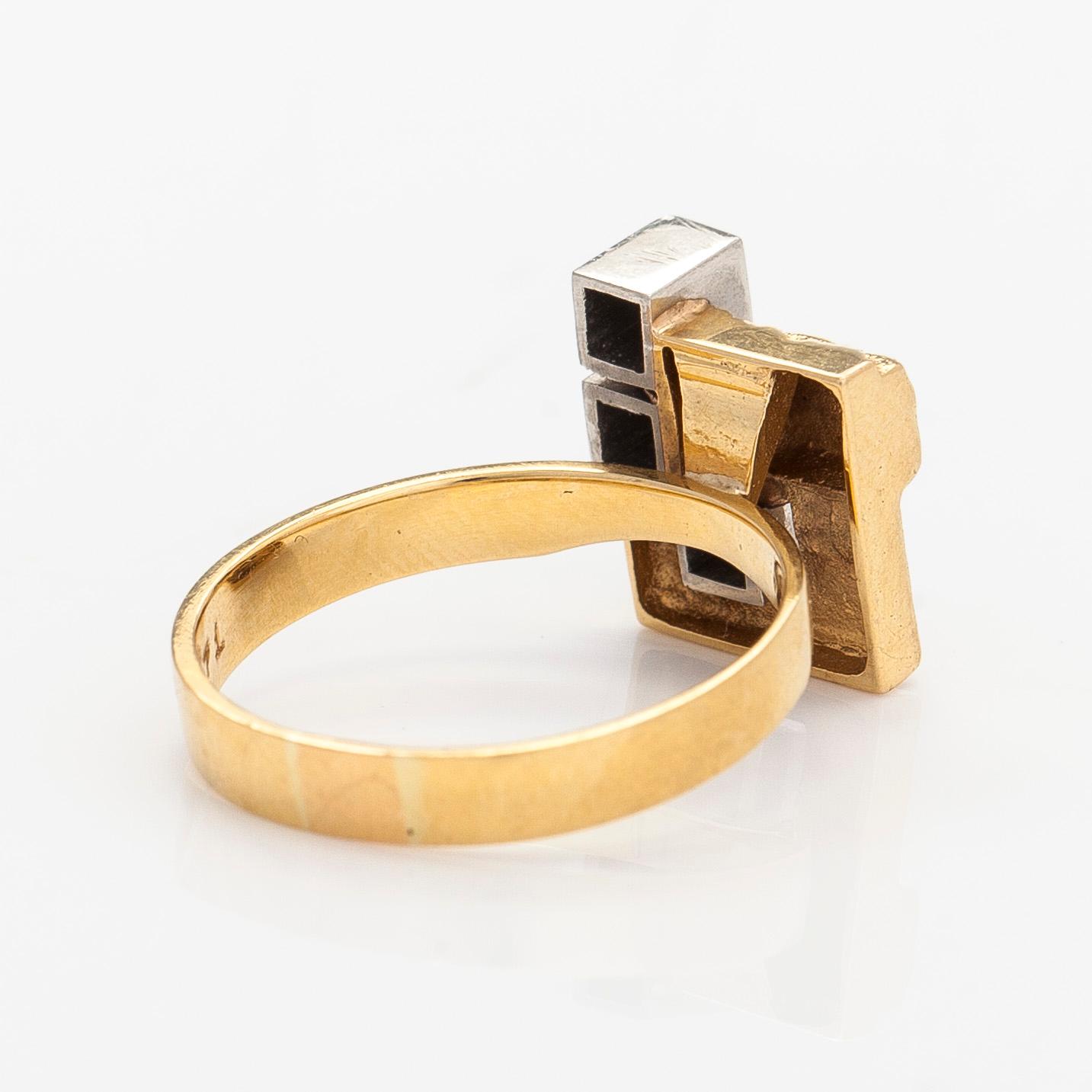 Björn Weckström, ring "Diamantstad", 18K guld, diamanter totalt ca 0.15 ct, Lapponia 1971.