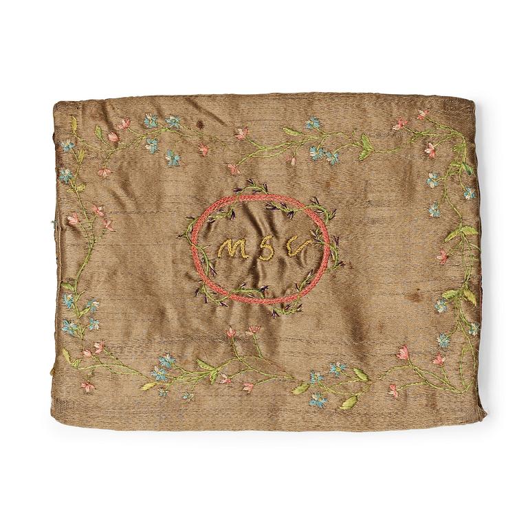 A WALLET, SILK. 15,5 x 12 cm. Sweden 1795.