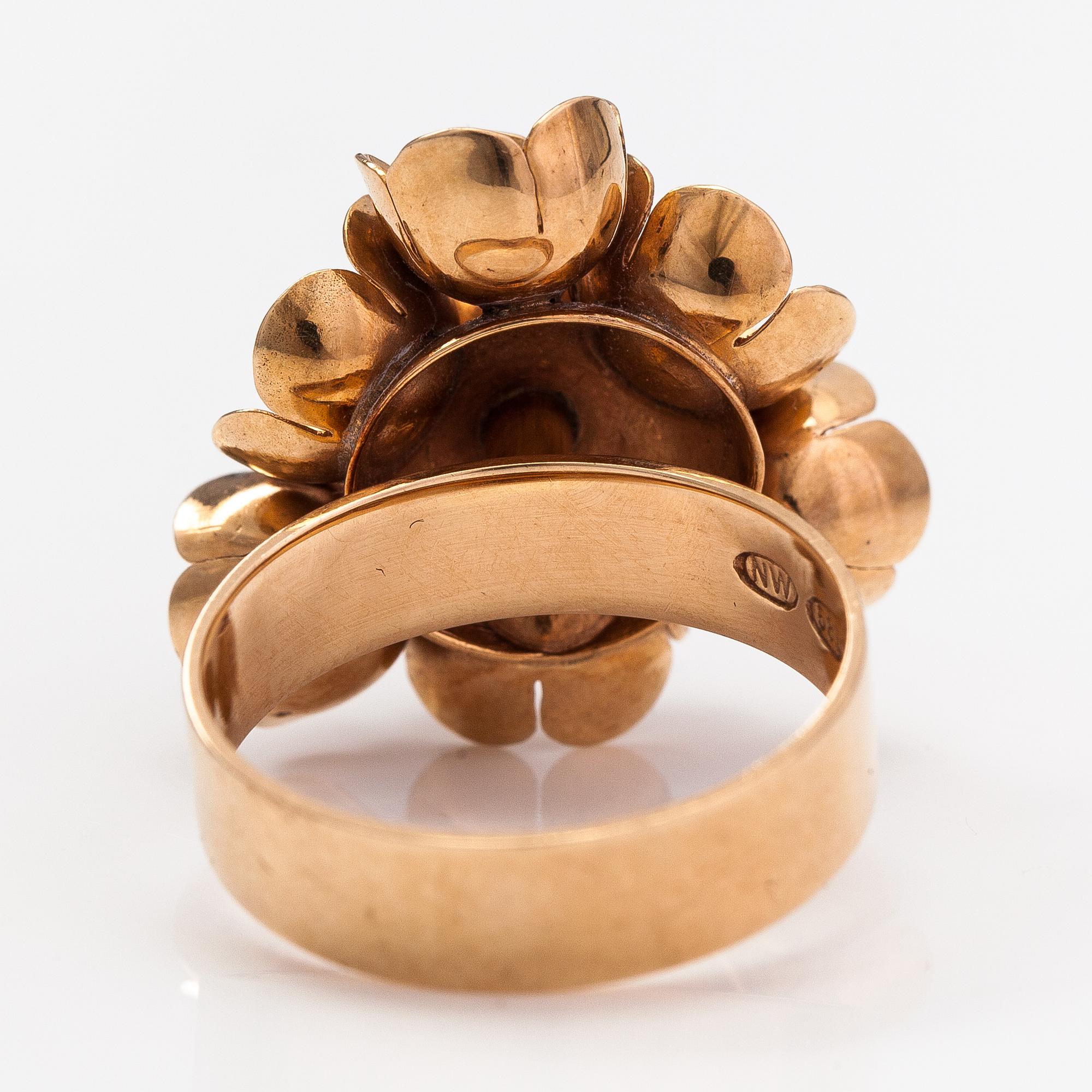 Liisa Vitali, Ring "Kevät", 14K guld. Westerback, Helsingfors 1970.