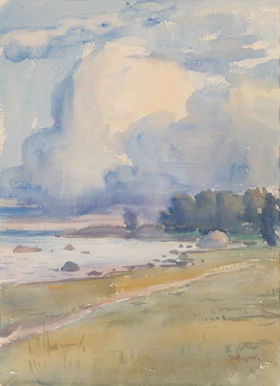 Johannes Gebhard, akvarell, signerad.