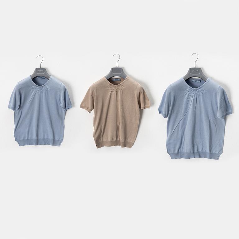 Prada, a set of three silk tops, size 40.