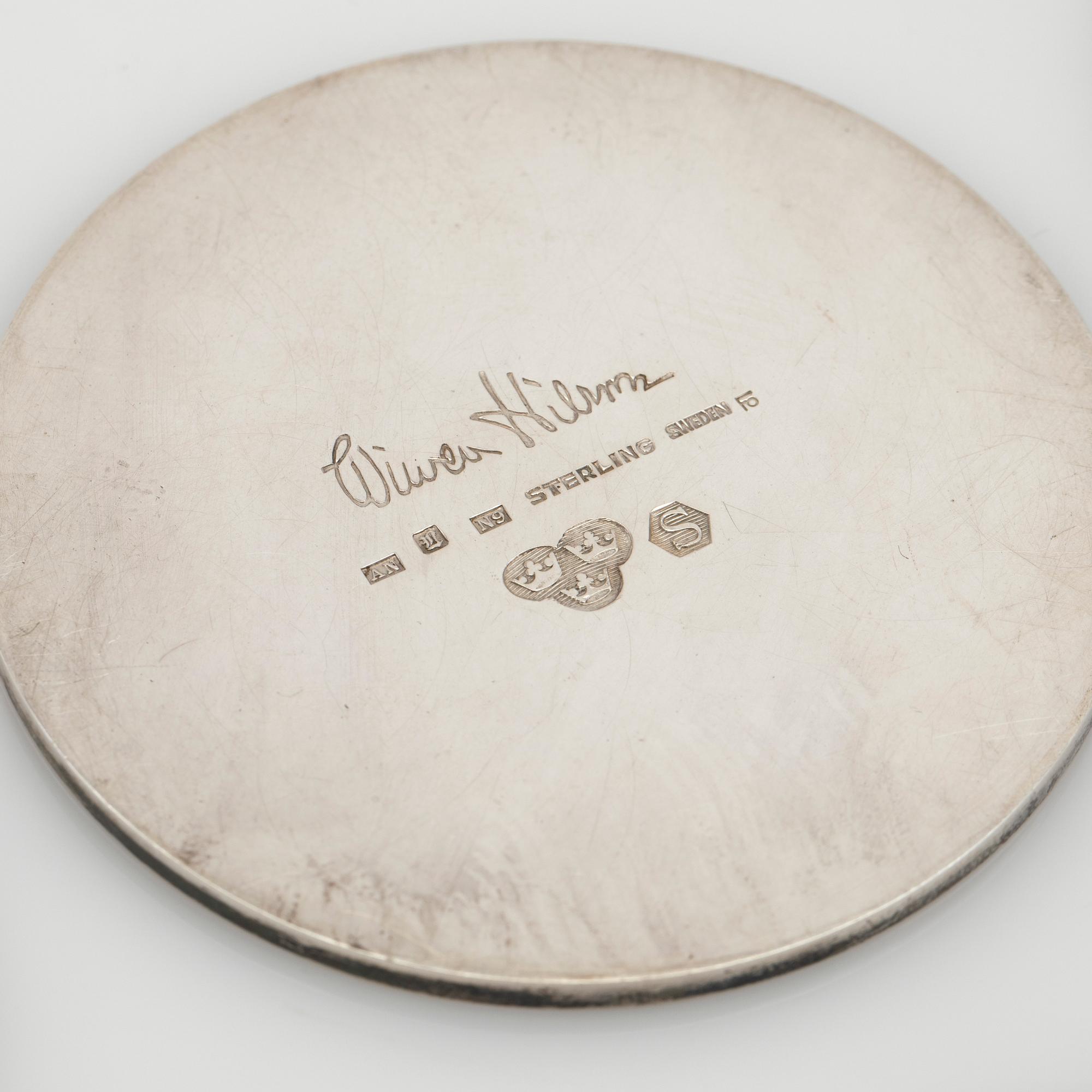 Wiwen Nilsson, glass coasters, 6 pcs., silver, Lund, 1958-63.