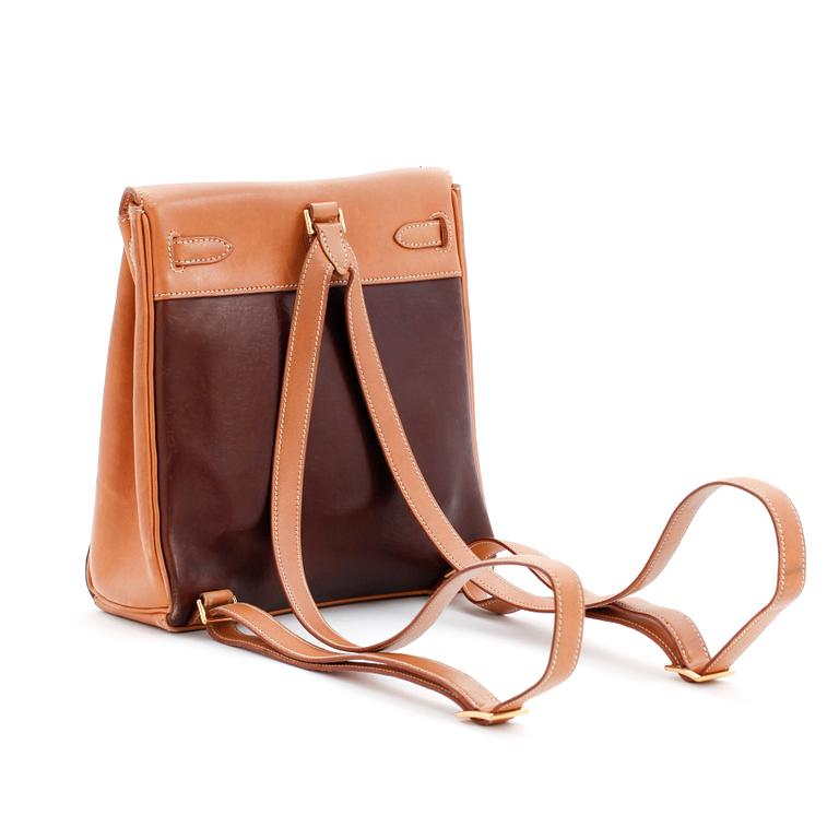 HERMÈS, a calf leather and brown Amazonia leather backpack, "Kelly Ado Backpack":.