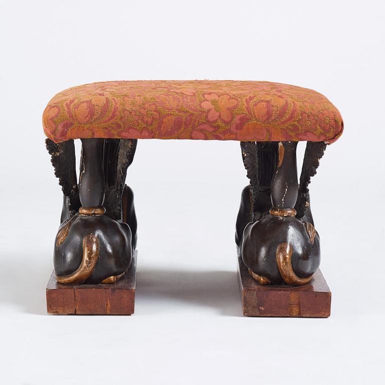 A late Gustavian style stool, 19th century.