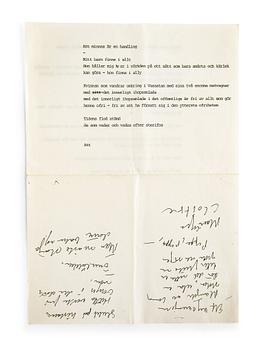 Lars Norén, typewritten and handwritten note.