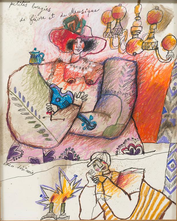 THEO TOBIASSE, mixed media on paper, signed.