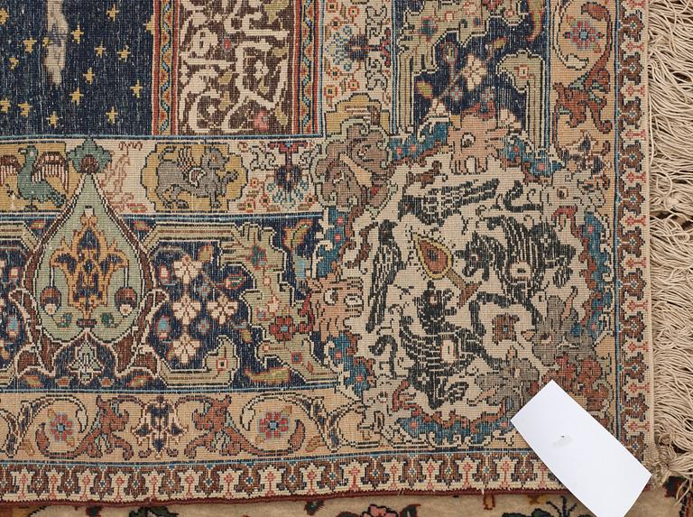 SEMI-ANTIQUE TABRIZ FIGURAL. 191 x 137 cm.