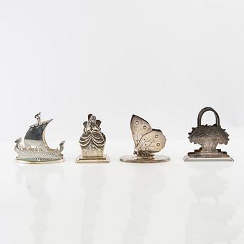 Napkin holders, 4 pieces, silver-plated, first half of the 20th century.