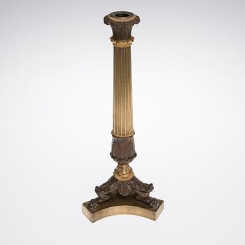 LJUSSTAKE / LAMPFOT, mässing, senempire, 1800-talets mitt.