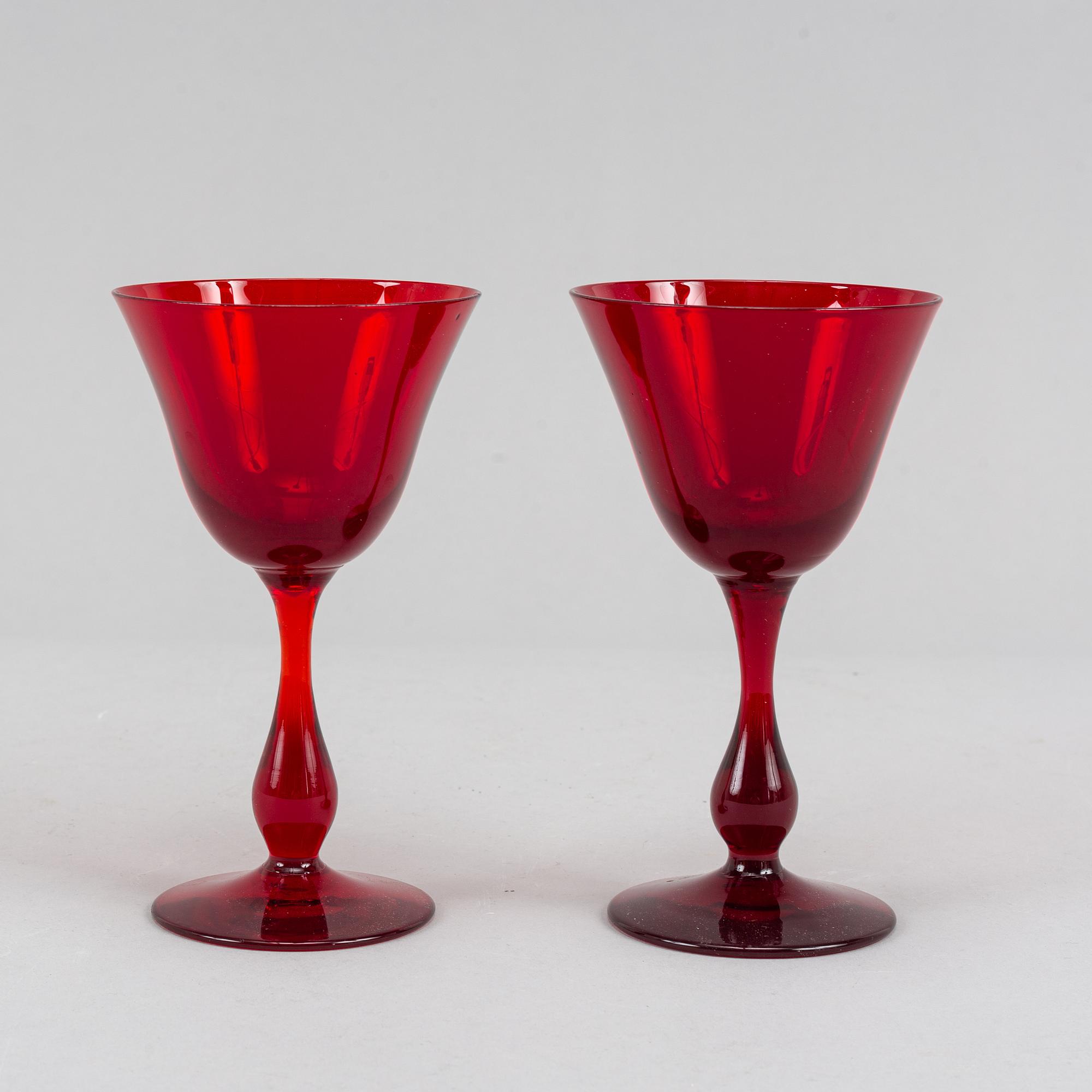 Twelve ruby red goblets by Björn Trädgårdh for Reijmyre.