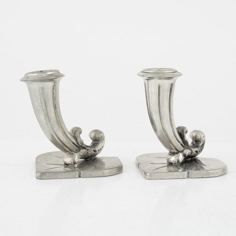 A set of ten pewter candlesticks, GAB, Stcokholm, mid 20th Century.