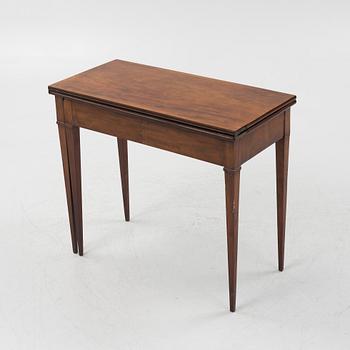 A late Gustavian mahogany games table, circa 1800.