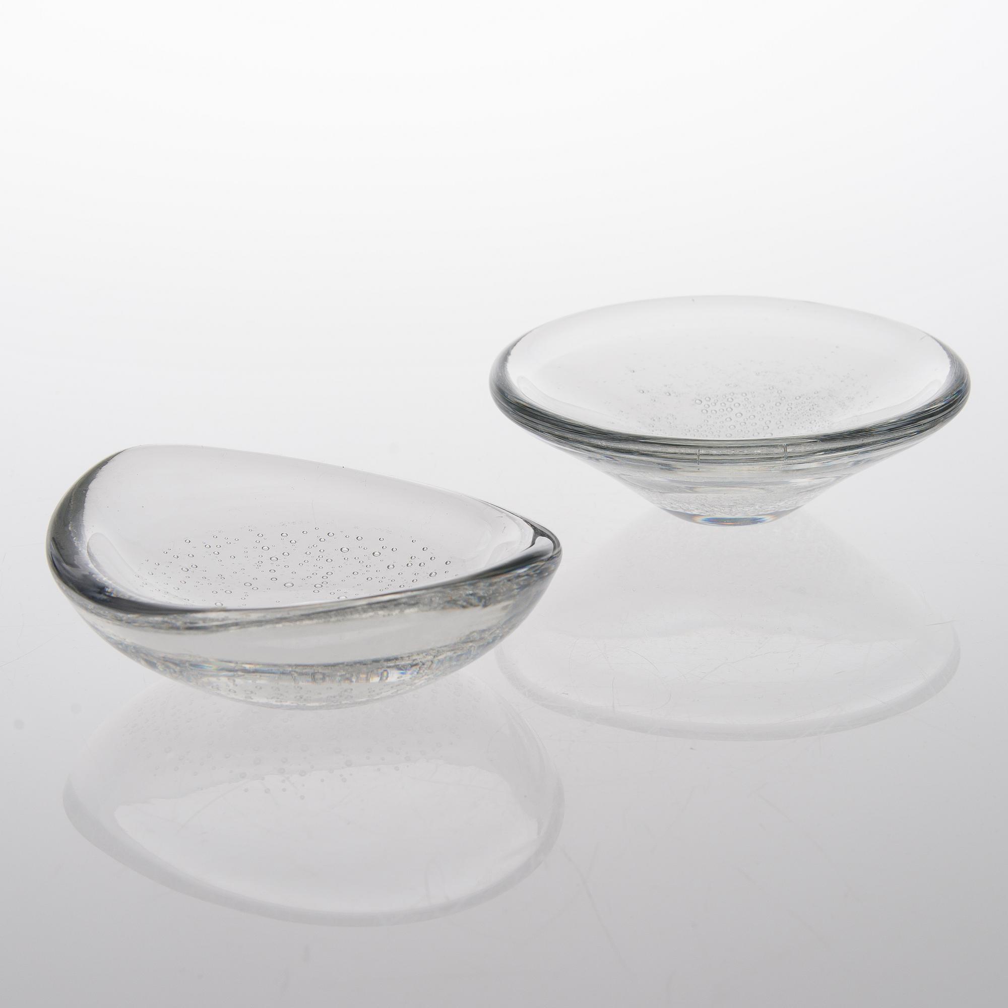 KAJ FRANCK, SKÅLAR, 2 ST, glas, signerade K.Franck Iittala.