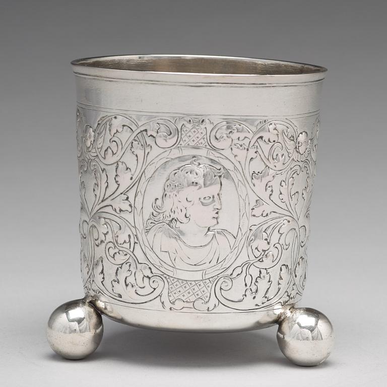 A Russian 18th century parcel-gilt silver beaker, mark of Ivan Grigorjev, Moscow 1743.