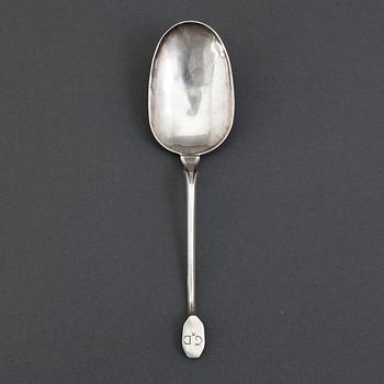 A 17th century silver spoon, unidentified marks.