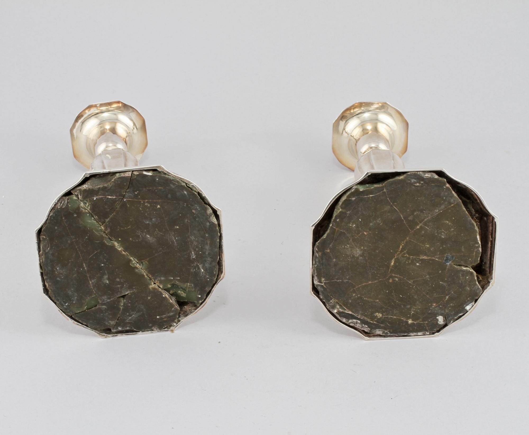 LJUSSTAKAR, ett par, silver, GAB, Stockholm, 1966.