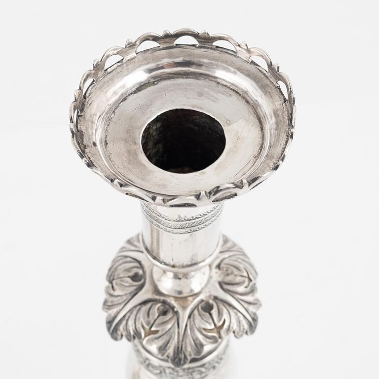 A pair of late Empire silver candlesticks, Grodno, Belarus, 1855.