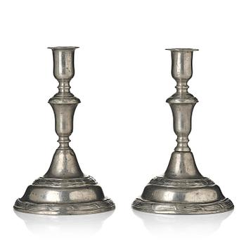163. A pair of Gustavian pewter candlesticks by E. P. Krietz, Stockholm 1781.