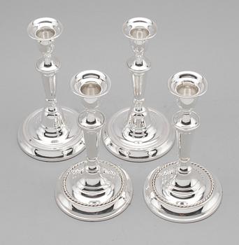 LJUSSTAKAR, 2 par snarlika, silver, Cito (Fredericia, Danmark 1963-79).