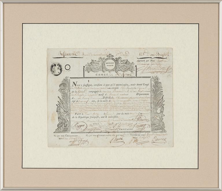 Signed by Jean Baptiste Bernadotte in 1794.