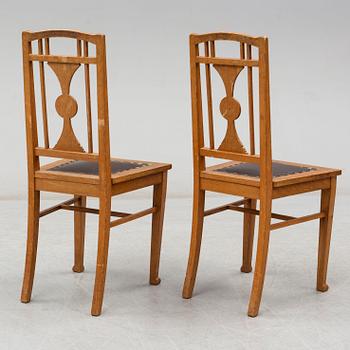 Six early 20th century oak chairs.