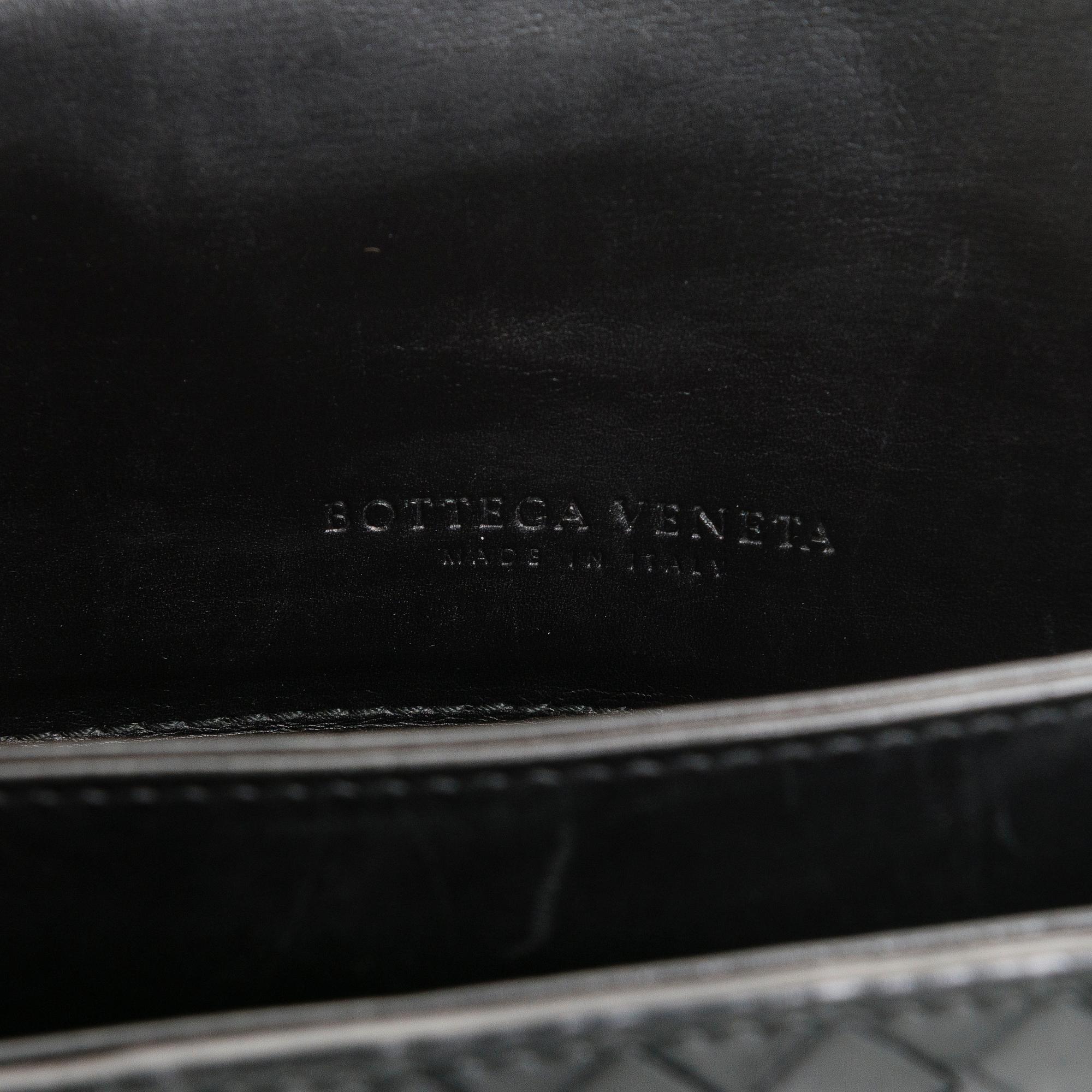BOTTEGA VENETA Black Intrecciato Leather Briefcase.