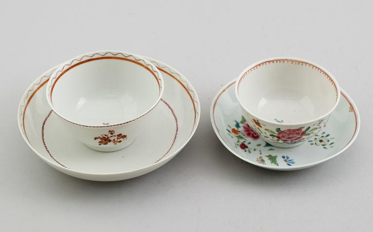 TESKÅL MED FAT OCH TESKÅL MED UDDA FAT, porslin, Kina, Qian Long 1736-1795.
