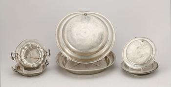 PARTI TENN, 7 delar, b.la. Nils Abraham Santesson, 1839-1875.