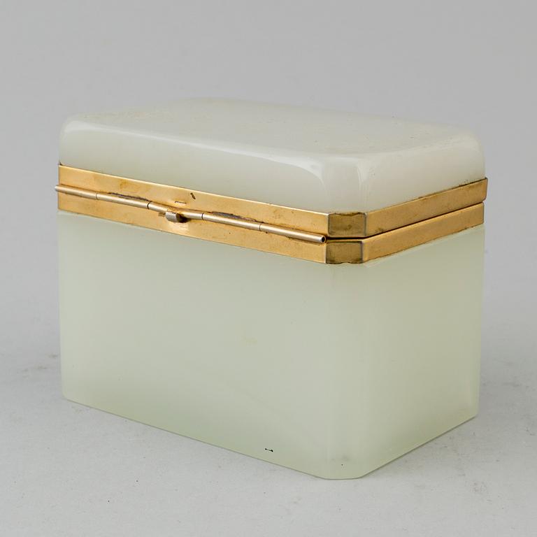 FRATELLI FERRO, a glass and brass box from Murano, Italy, mid 20th Century.