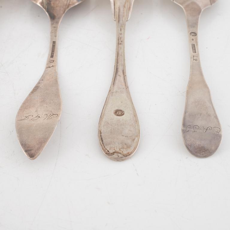 Fifteen Swedish Silver Tablespoons, 18th-19th Century.