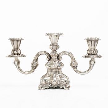 Kandelaber, silver, barockstil, Norge, 1900-tal, svensk importstämpel.