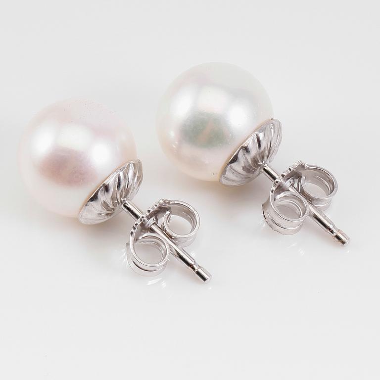 ÖRHÄNGEN, 1 par, 18K vitguld och odlade pärlor.