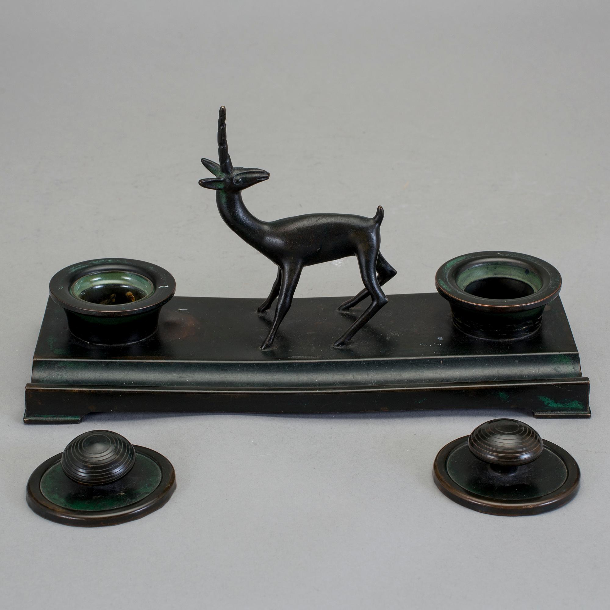 SKRIVSET, brons, Nils Fougstedt, Fabriksaktiebolaget Kronsilver FAK, 1920/30-tal.
