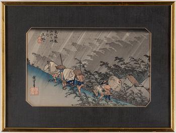 ANDO UTAGAWA HIROSHIGE (6), UTAMARA, and SHARAKU (2) colour woodblock prints. Japan, 20th century.