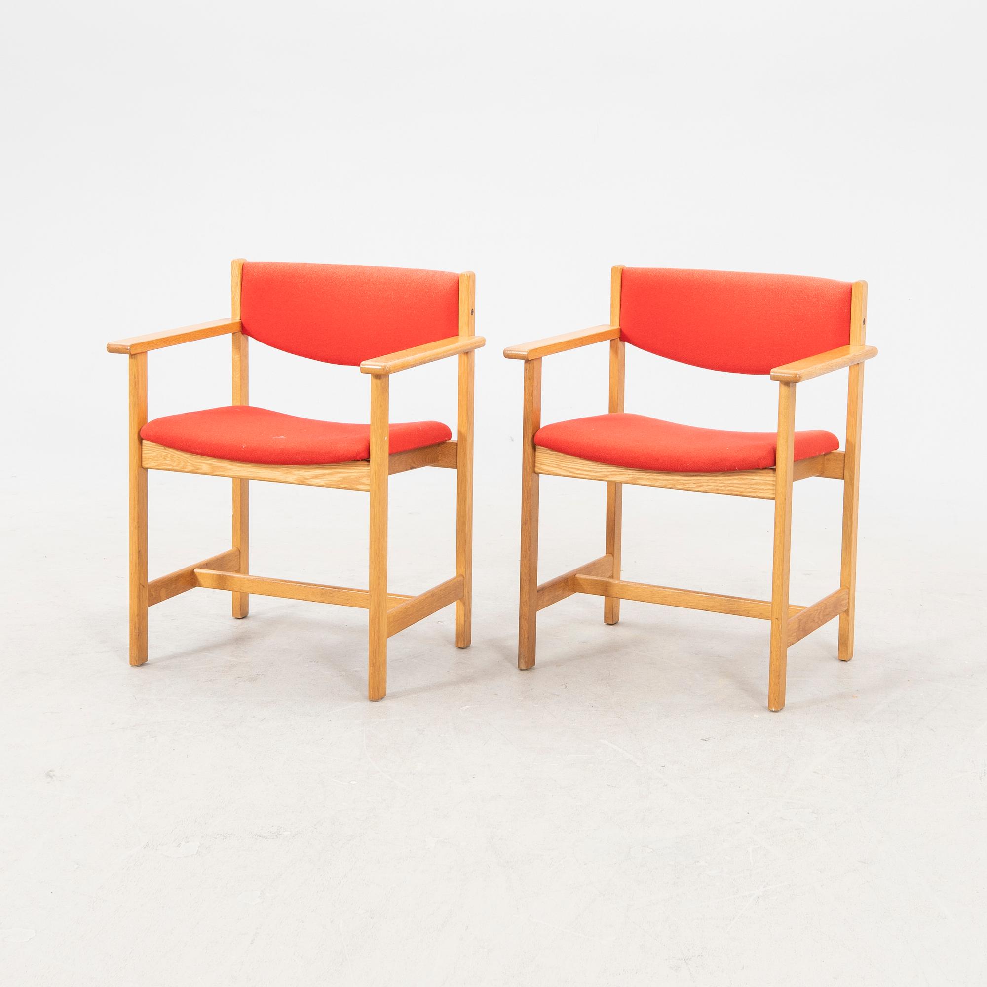 A pair of 1970s Høng Stolefabrik oak armchairs.