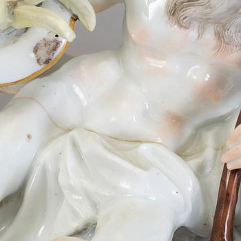 An allegorical porcelain figurine of Neptune, presumably Meissen, second half of 18th Century.